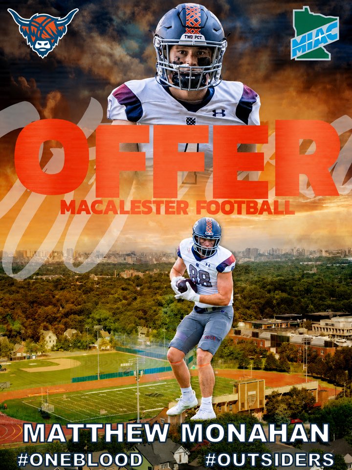 Matthewmon44's tweet photo. After a great conversation with @Phil_Nicolaides I’m blessed to receive an offer to play football at @MacalesterFB! https://t.co/ikNUN8PbHG
