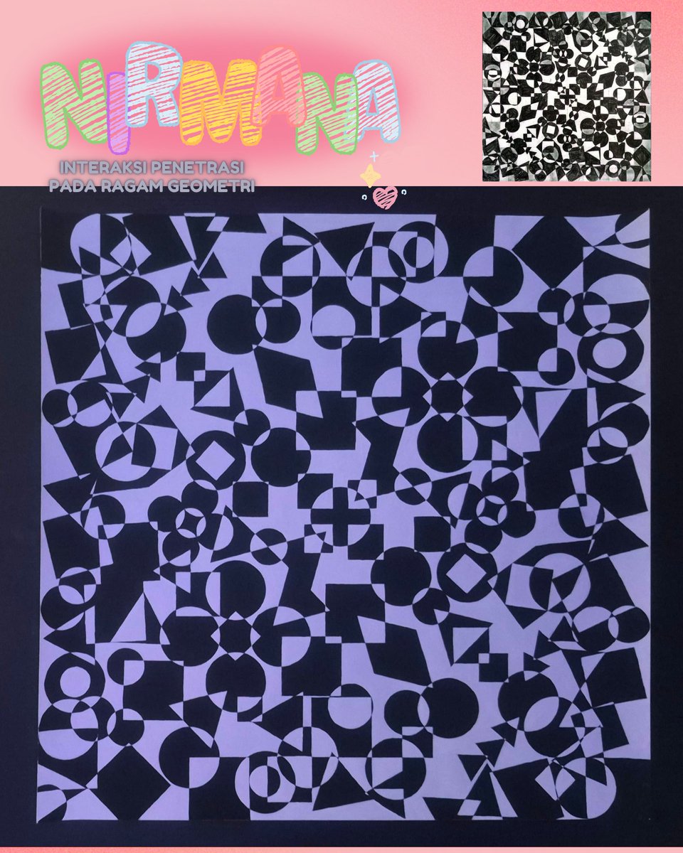 kintsugiara's tweet photo. Nirmana Interaksi Penetrasi pada Ragam Geometri.

Membuat sketsa dengan pensil 2B, menyempurnakan komposisi, lalu menyelesaikannya dengan Cat Poster Sakura hitam &amp; putih. 

Trust the process, enjoy the composition. 🌟 

#Nirmana #DKV #DesignStudent https://t.co/zQxuhdPsms