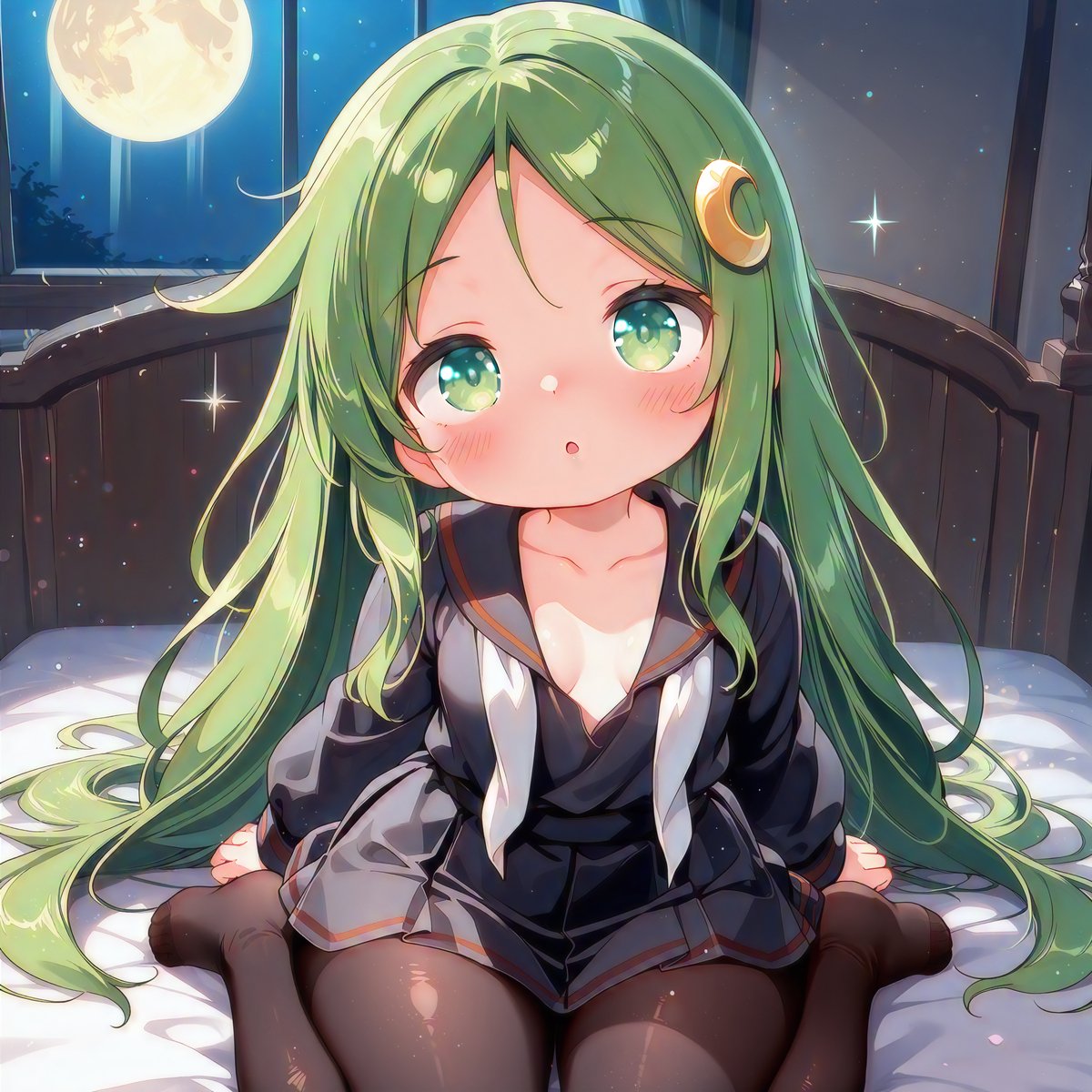 matujituyuurei's tweet photo. #長月進水日
ながながの誕生日きた～！💕
月夜に緑の髪がきらきら輝いてる…癒される～✨
みんなも長月ちゃんにおめでとう言ってあげてね！🚀
#艦これ #kancolle 長月 SFW illustration https://t.co/42uuvZQXkH