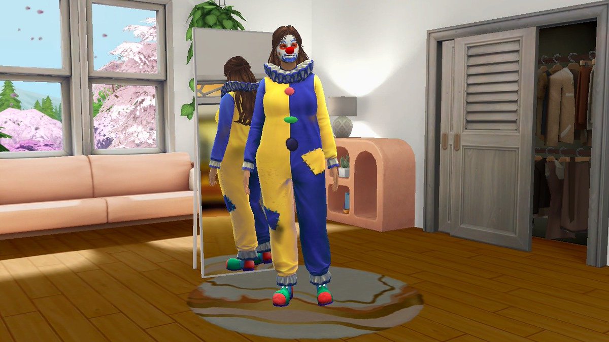 Fa_sims1's tweet photo. @cozyclementinee My sim as the tragic clown . Im participating for the life and death EP and the spooky stuff pack. Tysm for the opportunity 🥰 https://t.co/yhIUJMflZF