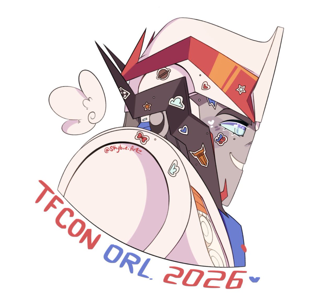 skybiie_art's tweet photo. MY STICKER DESIGNS FOR TFCON ORLANDO!! I’ll be handing out Smokescreen on Friday and Sunday, satscreen is only for Saturday when I’m in my Saturn cosplay 😋 
Feel free to come bug me for a sticker if you see me!!
-
#transformers #tfcon #yumeship https://t.co/21tAf126zT