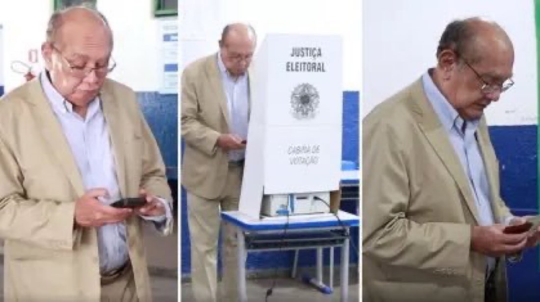 allanconta5's tweet photo. Se o MINISTRO DO SENADO STF pode, então todos podem levar o celular pra urna, certo @grok? https://t.co/R4dGOgtPko