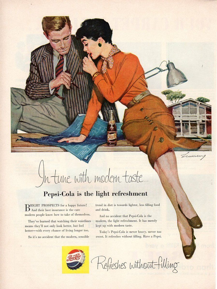 vintageillustra's tweet photo. Bob Levering - 1955 Pepsi Ad https://t.co/NabmFbkIaq