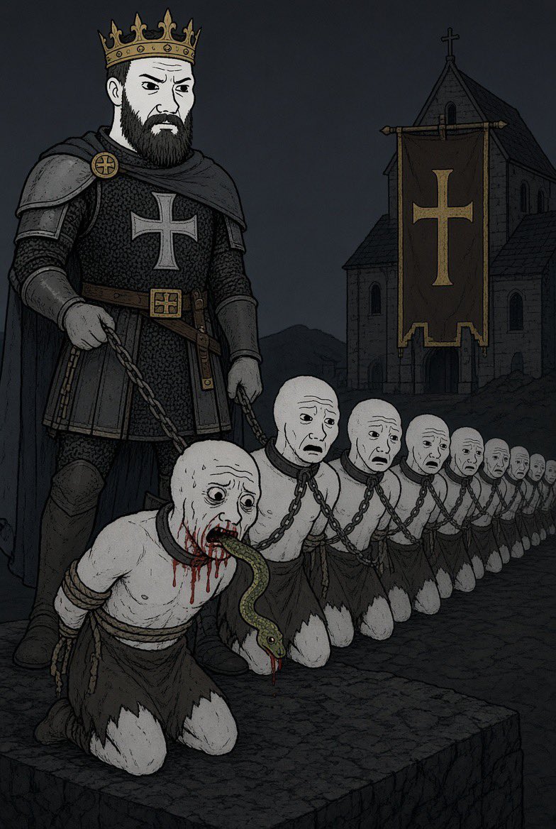 AxadJimco's tweet photo. One of the ways Norway converted to Christianity was king Olaf used to line up pagan leaders and force a living snake down into their throats, 

Yet islam is the enemy of Norway https://t.co/ySDt1r9z9U