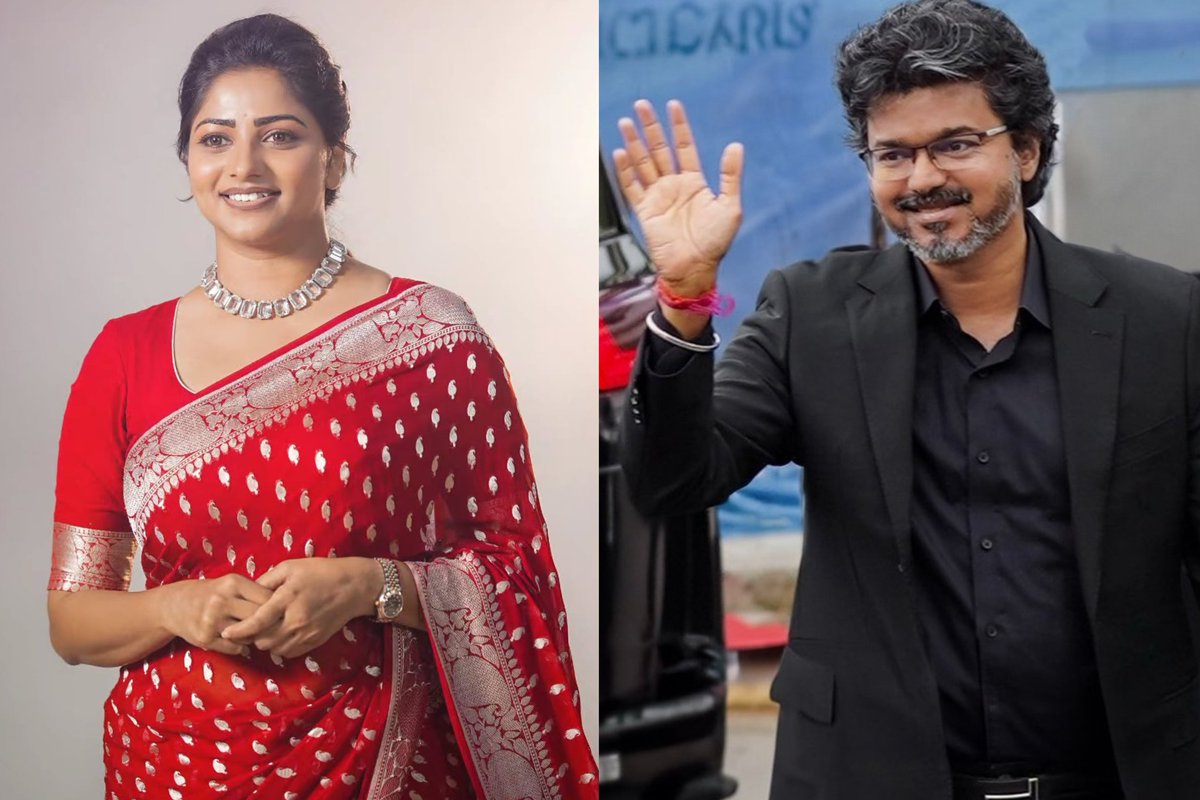PrakazVijay_Of's tweet photo. REPORTER : Did you know? In Tamil Nadu, people have gone from cinema to becoming Chief Minister...! 

RACHITA RAM : THALAPATHY VIJAY ... again, I’d like to say, the people of his state have made a very good decision for that position. So, good. He deserves it. 🖤 https://t.co/h3AGYpYtAn