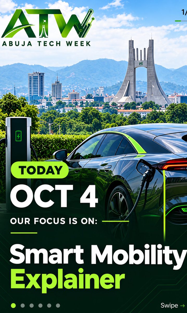 Abujatechweek_'s tweet photo. What does the future of movement look like?
-Electric vehicles
-Intelligent transport
-Connected infrastructure
-Cleaner energy
-AI & data-driven cities
The future isn't coming.

We're building it.

Let's talk about it in Abuja.

📅 24–26 November 2026
📍 Abuja Velodrome

#AbujaTechWeek #ATDEW2026 #SmartMobility