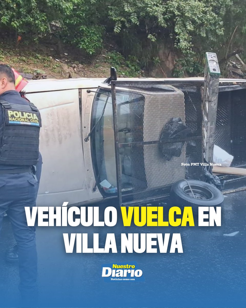 🚨🚙 PICOP VUELCA EN VILLA NUEVA 🚨🚙 Un vehículo volcó en la ruta del Búcaro, zona 12 de Villa Nueva, en dirección hacia El Mezquital, informó la PMT de ese…