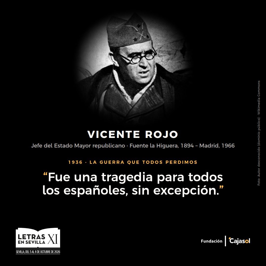 Cajasol's tweet photo. Mañana comienza @LetrasenSevilla XI, '1936: la guerra que todos perdimos', del lunes 5 al jueves 8 de octubre en la Fundación Cajasol en Sevilla. Coordinan @jesusvigorra y @perezreverte @zendalibros, con cine a las 12.00 h y debates desde las 18.00 h entre historiadores, políticos, periodistas y cineastas.

🔖 Entrada libre hasta completar aforo, por orden de llegada.
📺 Los debates se podrán seguir en directo en https://t.co/UG1HPRwE38