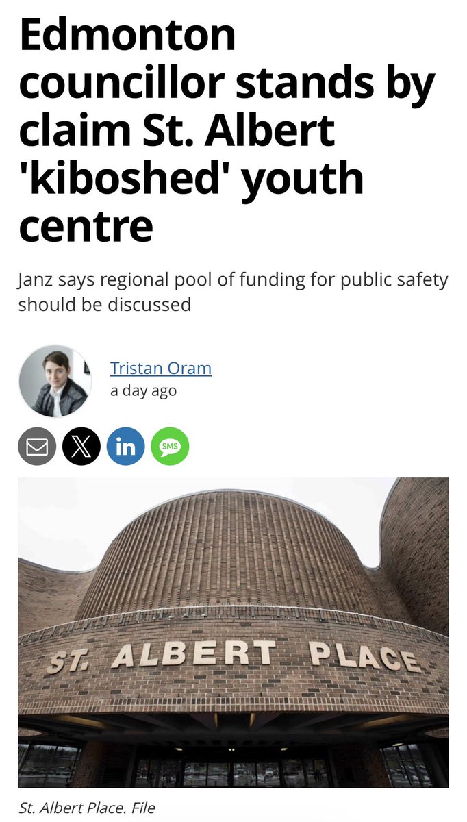 SamanthasLaw's tweet photo. #Edmonton councillor stands by claim #StAlbert 'kiboshed' youth centre
https://t.co/xlEJ1uDc3u via @stalbertgazette https://t.co/oZLhTvNvic