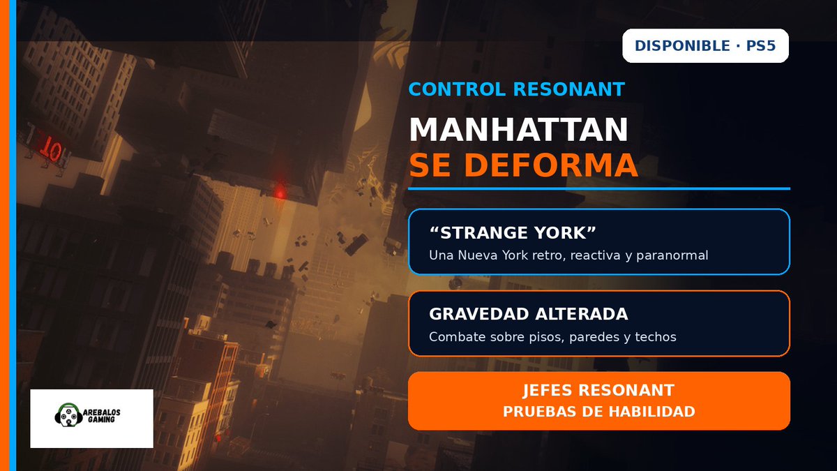 ArebalosGaming's tweet photo. 🌀 CONTROL RESONANT: MANHATTAN SE DEFORMA
“Strange York” mezcla una Nueva York retro con zonas paranormales. Hay combates sobre pisos, paredes y techos, y jefes creados como pruebas de habilidad.
¿Te gusta este diseño? Seguinos en ArebalosGaming.
#ControlResonant #PS5 https://t.co/2ZEZFupKK0