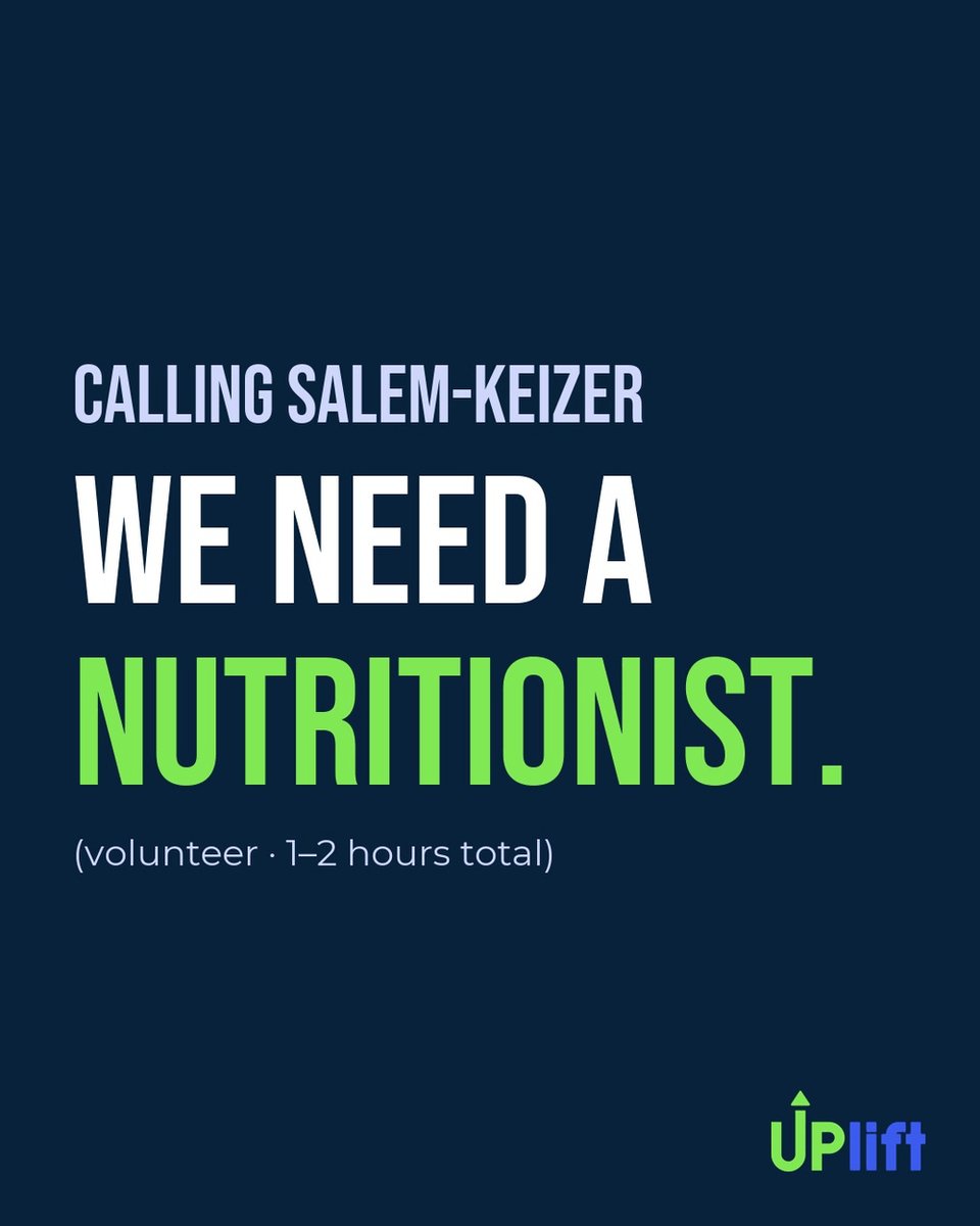 UPLIFTTechOrg's tweet photo. Salem-Keizer: we need a volunteer nutritionist for 1–2 one-hour classes on meal prep + nutrition. Our students are 18–22 and learning to code full-time. Their diet is ramen. Help. DM us. #SalemOR #MealPrepSunday https://t.co/SeqtvmQv0L