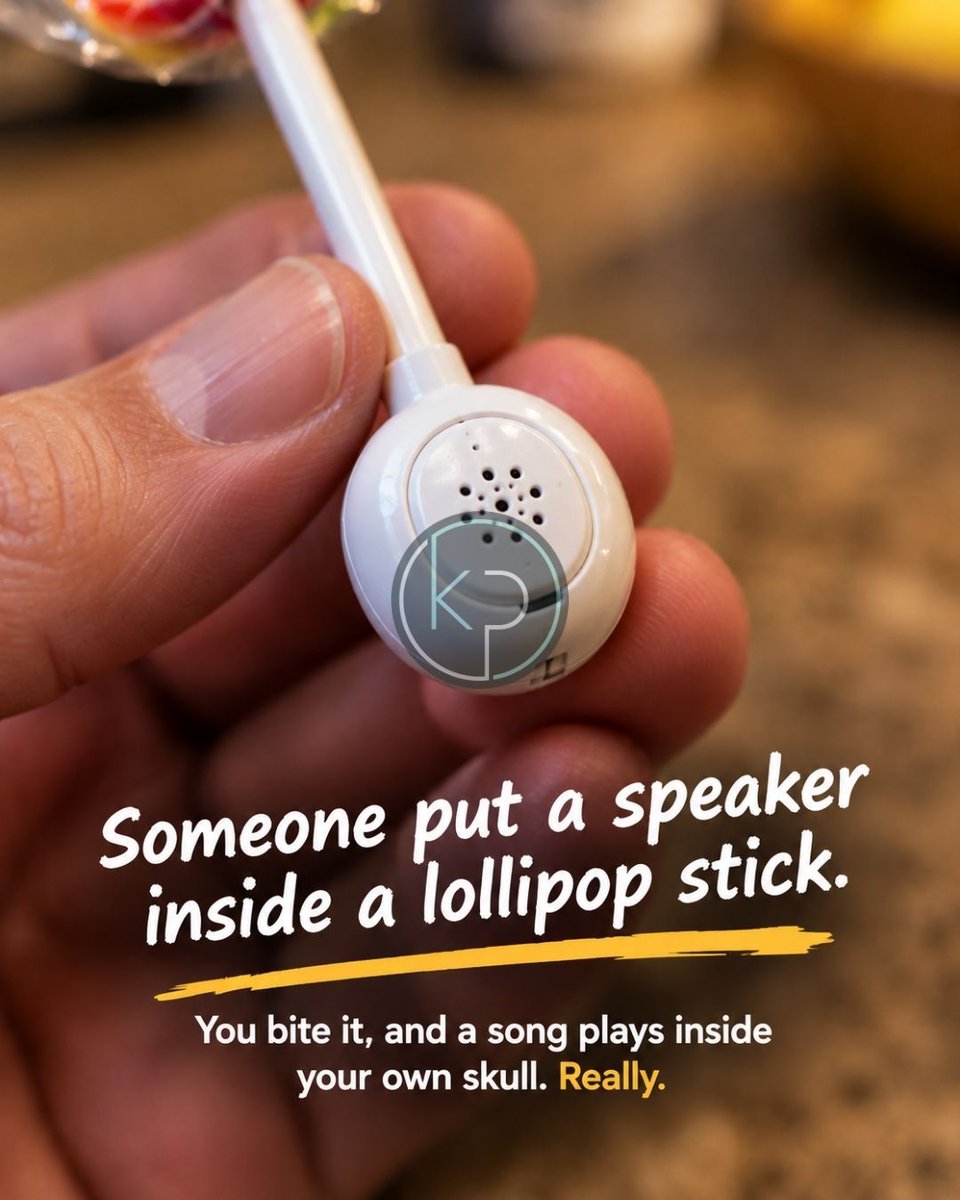 forty4audio's tweet photo. This week on kp Tech: An $8.99 lollipop from CES 2026 actually plays music through your jawbone, not your ears. Here's how bone | A $249 gadget reads your hormones from urine. Oh, and it's shaped like an egg. We couldn't find anyone at Full stories: https://t.co/QJAqPqw5cg https://t.co/Mzq9Rlzy2b