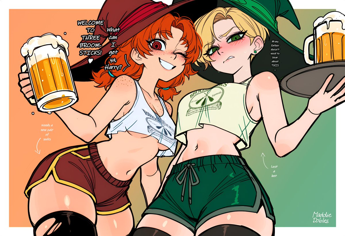 maddiedobles's tweet photo. Only the finest at Three Broomsticks (Ronalda "Ronnie" Weasley, Draecena "Malfoid" Malfoy) https://t.co/LViDdz3sJJ