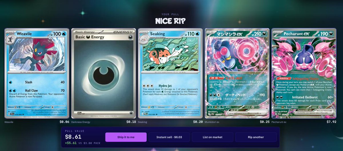 trustyournuts's tweet photo. Just ripped a $3 Premier Pack on @Packratdotfun and my pulls are worth $8.61, with my top pull being a ! 🔥

Instant sell back for $6.03! A clean 2x! 👀

Use my ref link, I heard the solana:6w1Kqb2rkT1oVLyMjrTV9QXJUwDDDmpNpGbGXpackrat points season is starting up soon 👇

https://t.co/PRLtTiqEmY