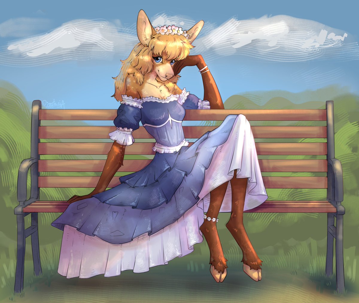 Pimstacja's tweet photo. Pretty doe in a fancy dress https://t.co/hRzmWjKDe9