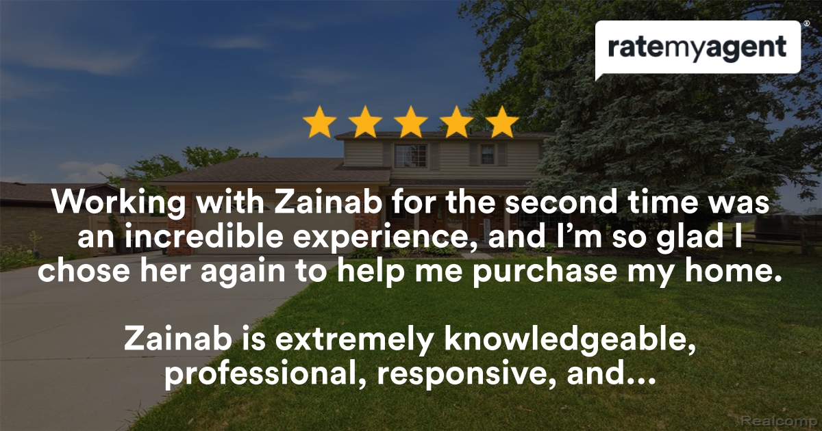 ZainabSells's tweet photo. My latest RateMyAgent review in Livonia.
Licensed Realtor 6501416020
https://t.co/Uk2jLAk6HN

...
#ratemyagent #realestate #REMAX_Classic__Canton https://t.co/GGMQQaH5It