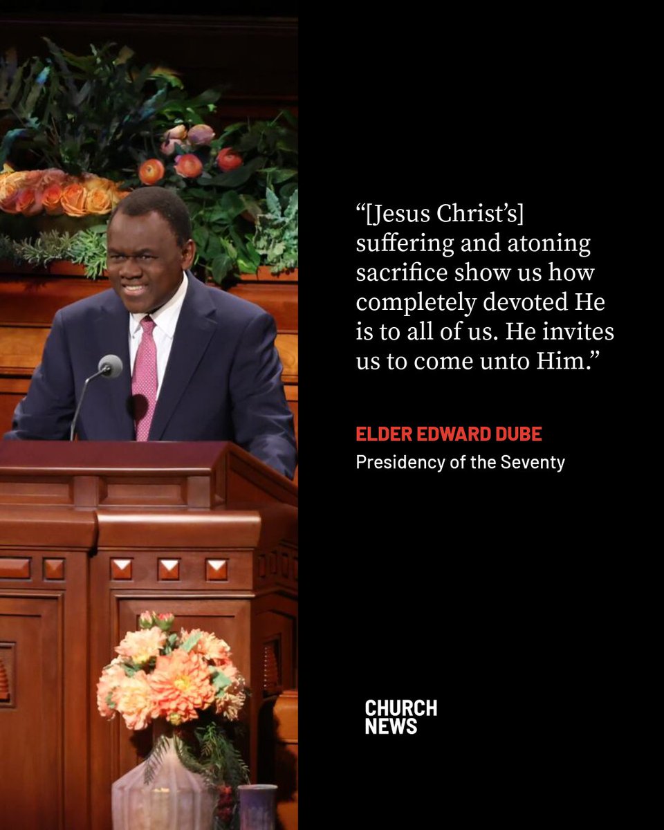 the_churchnews's tweet photo. “We invite all to come unto Christ through faith in Him and His Atonement,” said Elder Edward Dube. #GeneralConference https://t.co/SQ9l3pn51e