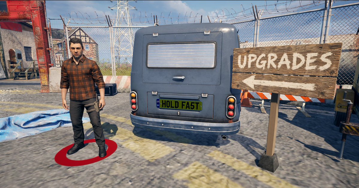 BitshardDev's tweet photo. Jackies Upgrade station, his very own van the "HOLDFAST" is the one stop place for all your weapon and armoury situations 
#leveldesign #gamedev #indygame https://t.co/71TSftqK9m