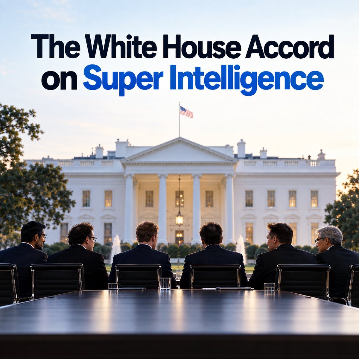 SamMormando's tweet photo. White House Accord on Super Intelligence

On September 29, 2026, President Trump met with major AI industry leaders at the White House to discuss the safe development of increasingly powerful AI. 

The meeting produced the White House Accord on Super Intelligence, a voluntary agreement on company safeguards and oversight. 

The six industry signatories were:
Sundar Pichai, Google
Dario Amodei, Anthropic
Mark Zuckerberg, Meta
Greg Brockman, OpenAI
Elon Musk, xAI
Jensen Huang, Nvidia

The companies committed to four layers of protection:

• Controls to identify dangerous or unintended model behavior, including serious cyber, biological, and chemical risks.
• Internal teams empowered to check those safeguards and address problems.
• Independent external evaluations.
• Independent board committees overseeing the process and corrective action.

They also agreed to meet regularly to develop shared safety standards.

Why does this matter?

Stronger safeguards could help make AI more trustworthy as it supports medical research, education, scientific discovery, and everyday work. Shared expectations could also encourage companies to identify problems earlier and take responsibility for fixing them.

But those are potential benefits, not guaranteed outcomes. The agreement is voluntary, and it doesn’t guarantee affordable access or equal benefits for everyone. Its value will depend on implementation and what companies do when problems are found.