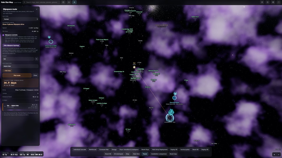 Faber0094's tweet photo. Halo Star Map has been updated with slipspace route planner and some topology that affects the speed of the drives.
It’s all theory and if we ever get details on slipspace I shall update.
Have fun.
https://t.co/J5irEDgCsU
#halo #halo1 #halo2 #halo3 #space https://t.co/bHU3Bcs10X