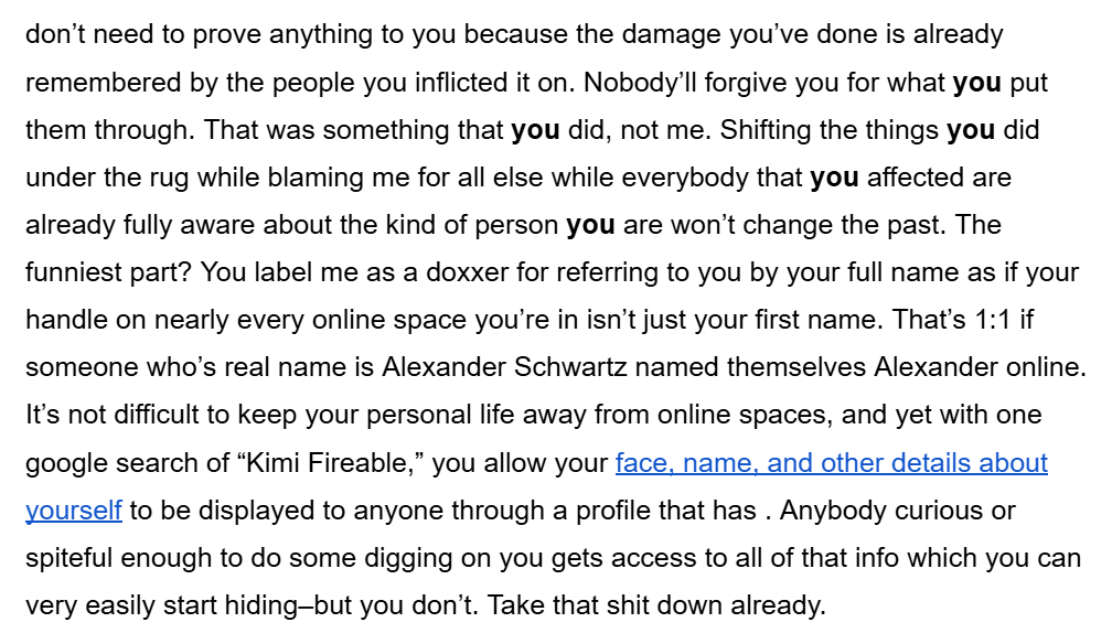 voidstarsvessel's tweet photo. @Caramelic0 @Cristin36080351 @C0llabkidd -first image was posting kimi's publicly available info to poke fun @ them because they were a huge asshole to soul and her friends, as said in her doc
-the "victim" you're talking about is UnPolyLua, a zoophile pedophile that's groomed multiple people
🤷
https://t.co/NG6d5kASXH https://t.co/69Muin205M