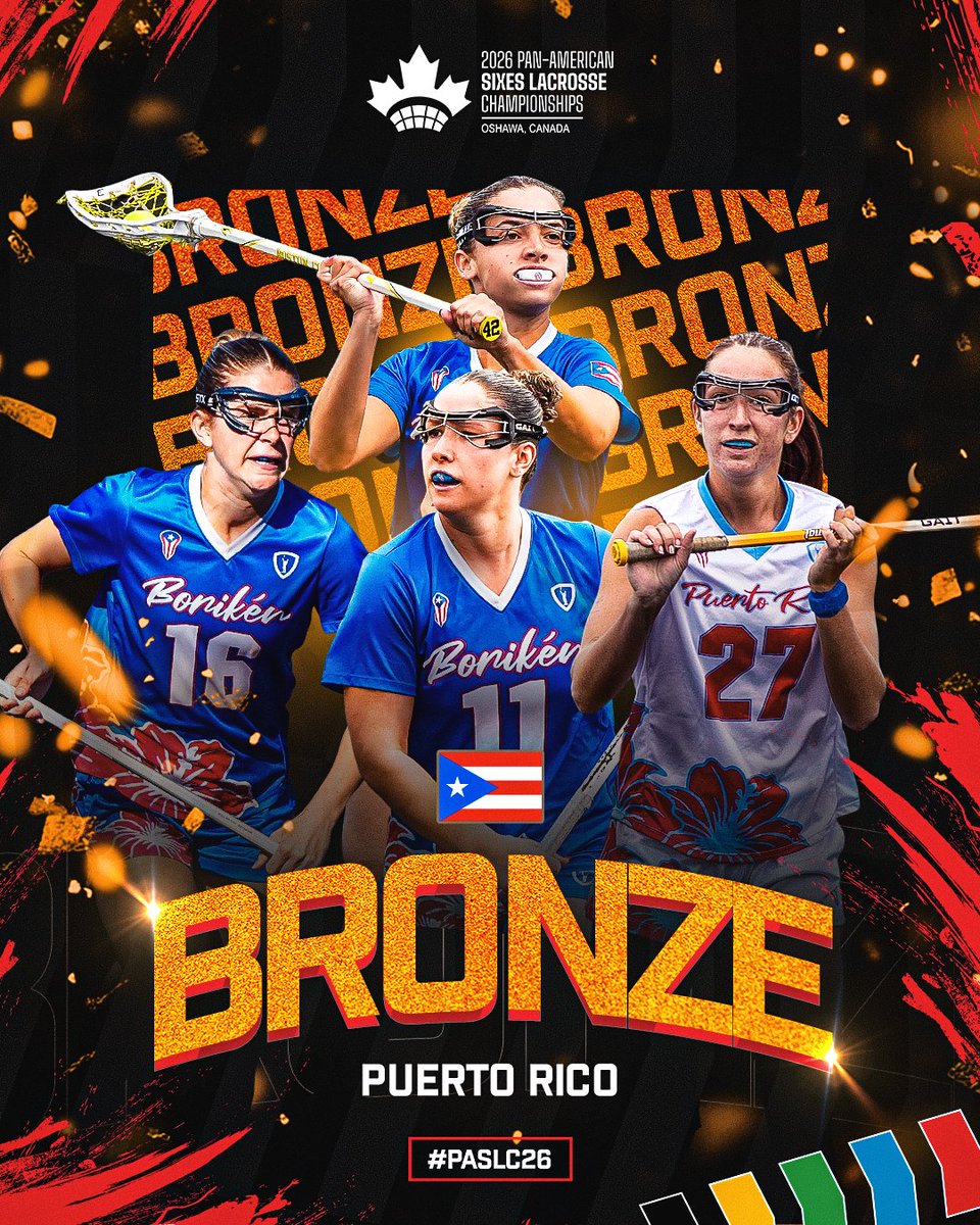 WorldLacrosse's tweet photo. Congratulations to Puerto Rico women who claim bronze at the Pan-American Sixes Lacrosse Championships! π₯π΅π·
#PASLC #Lacrosse https://t.co/a07gmgOTel