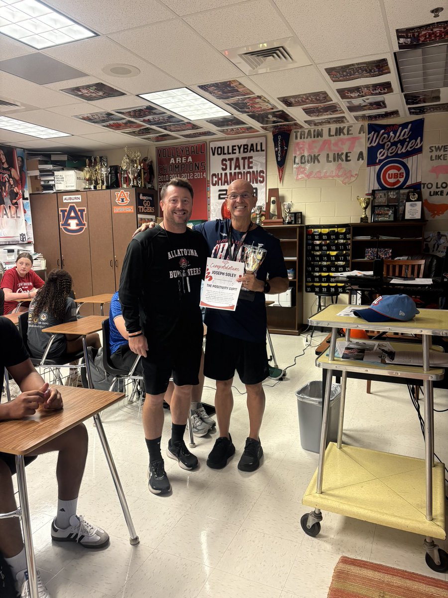 Chris_Murray14's tweet photo. This week’s Positivity Cup winner @allatoona_hs is Joe Soley! He is always bringing a smile and positive energy to the PE department. His volleyball team is also headed to state playoffs again. #passthecup #onepercent @toona_athletics @CCSD_AD @AllatoonaVB #CLASS https://t.co/1WT3QVFGAI
