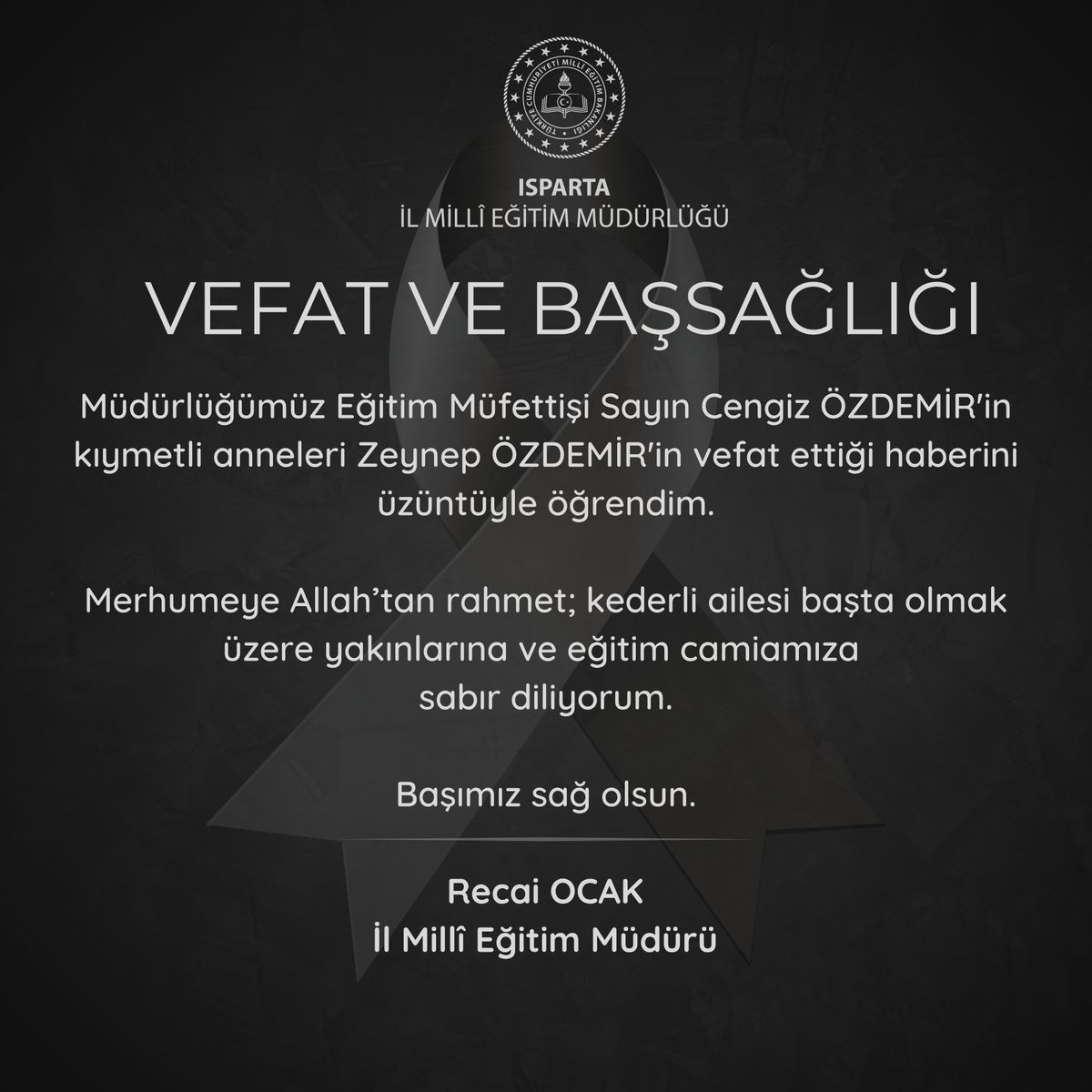 ispartamem's tweet photo. Başımız Sağ Olsun
@tcmeb 
@Yusuf__Tekin 
@ISPARTAVALILIK 
@Abdullah_Erin47 
@recai_ocak https://t.co/pQIgw3MPS0