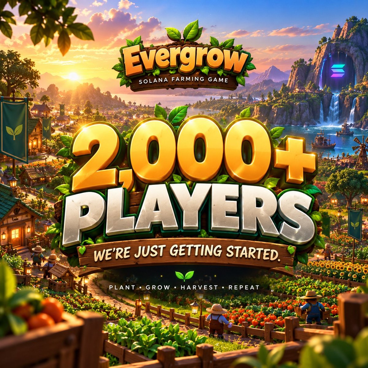joinevergrow's tweet photo. solana:GoXBgELs4nQW13Qiva2GFs788upjxEMpDFW5kyQgPfLr CROSSED 2,000 Users 🌱

2,000+ players
498,298 seeds planted
1,478,955 harvests
27,396 plots of farmland

Every one of those grew in a browser tab while someone was at work, or asleep,
or on a bus somewhere.

Thank you. Genuinely.

Now go plant something — counters reset at midnight UTC.

#Web3‌‌ #solana #web3gaming #farming
