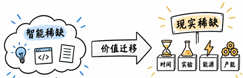 rickawsb's tweet photo. AI 会不断压低智能/知识/复杂工程的稀缺性，

工业革命用机器替代体力劳动，压低了肌肉的稀缺性，（相对）增加了智力的稀缺性

ai革命正用机器替代脑力劳动。。。

最难被 AI 压缩的稀缺性主要包括：物理极限、不可压缩的时间、真实世界反馈、权利/许可、占位、信任、注意力（但需和日益增长的模型争夺有限的注意力）。

“技术复杂”本身正在越来越难成为长期护城河。真正的瓶颈会从“想不出来”转向：
做不出来、测不出来、验证不了、产能不够、审批不过、能源不足。

在企业层面，长期更有价值的是控制：
实验、测量、制造、能源、材料、许可、基础设施、installed base、客户工作流、长期数据与关系。

对个人来说，最容易被压缩的是纯知识劳动和比别人更聪明的优势；更值得积累的是：
所有权、稀缺访问权、声誉、关系网络、分发能力、判断与承担责任的能力。
以上六点当中，后四点也仍会更快的受到来自于ai的巨大影响，并不绝对免疫于ai冲击。

我们每天都需要的自我拷问是：
如果比爱因斯坦强10倍的超级智能明天普及，我凭什么仍然难以被替代？