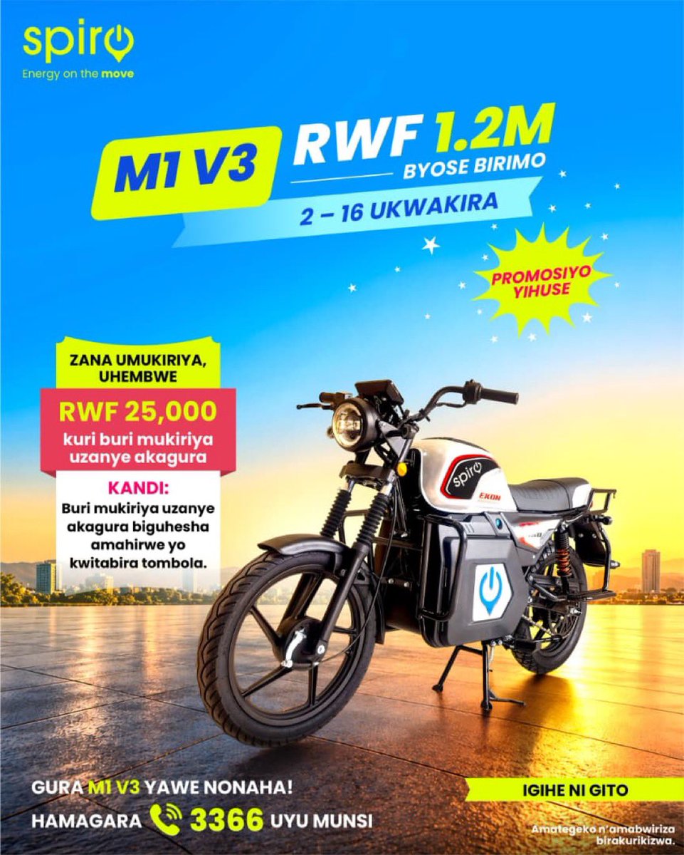 kemnique's tweet photo. 🔥 PROMO! PROMO! PROMO! 🔥

Wari utegereje igihe cyo gutunga #SPIRO Ekon M1 V3? Dore amahirwe yawe! 

Gura Ekon M1 V3 kuri 1,200,000 RWF gusa — byose birimo! 

Ariko si ibyo gusa! 👀

Sangiza abandi ibyiza bya SPIRO, uzana umukiriya akagura, uhabwe 25,000 RWF kuri buri mukiriya uzanye, ndetse ubone n’amahirwe yo kwitabira tombola. 🎁

Aya mahirwe ntagucike!

#SPIRO #EkonM1V3 #MotoYImisoziIgihumbi