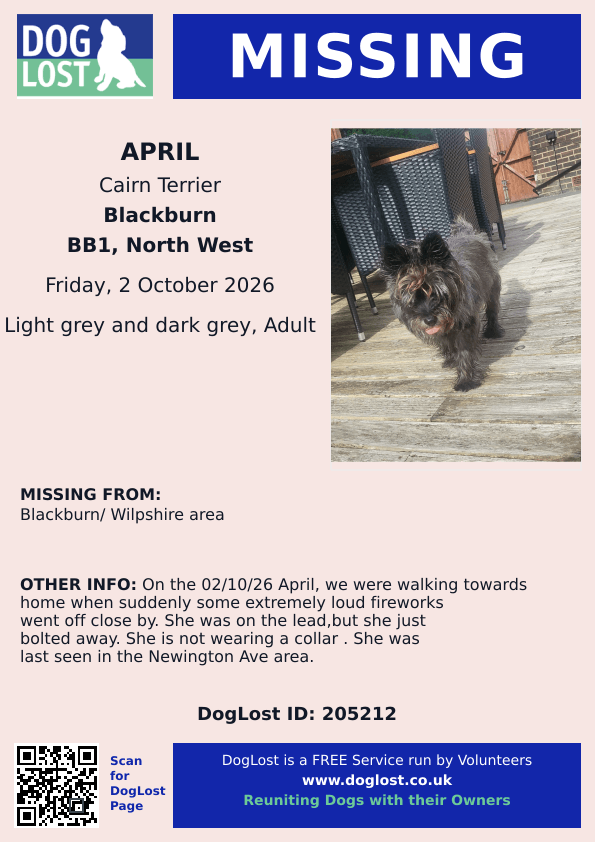 millypod1's tweet photo. 🆘2 OCT 2026 #Lost April #ScanMe
Cairn Terrier Female
Last seen in the Newington Avenue area.
#Blackburn/ #Wilpshire area #BB1 #Lancashire
https://t.co/2TkKn3XlyF https://t.co/gGhajRaEiu