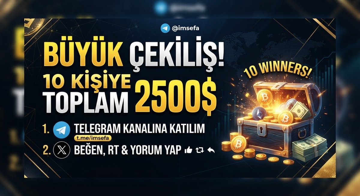blackchankripto's tweet photo. 🚨 BÜYÜK ÇEKİLİŞ VAKTİ! 🚨

Takipçilerime teşekkür niteliğinde 

10 şanslı kişiye toplamda 2.500$ dağıtıyorum! 🎁💰

Çekiliş Şartları:
1️⃣ Telegram kanalımıza katıl: https://t.co/TMIvN7F660
2️⃣  Beğen (❤️) ve Retweetle(🔁)
3️⃣ Yorumlarda en az 1 arkadaş etiketl💬  

🗓️ Çekiliş Sonucu Açıklanma Tarihi:10 Ekim 00:00