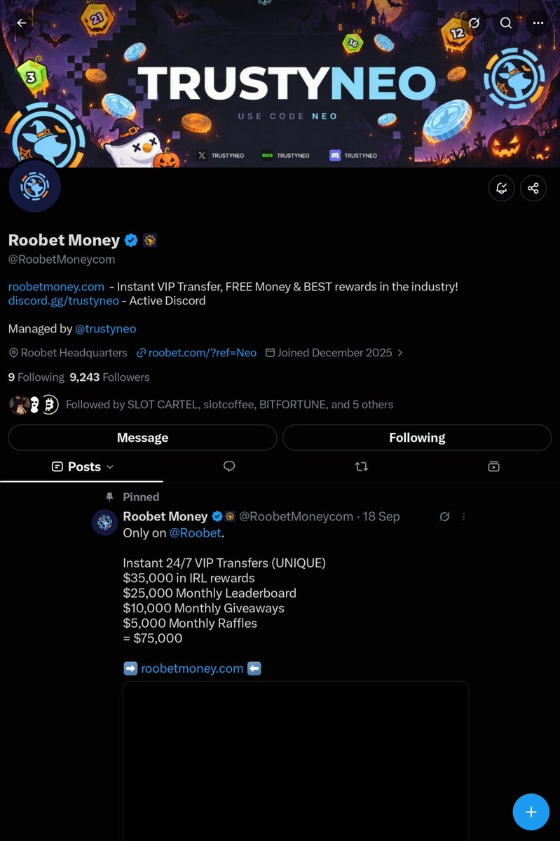 ZenChosn's tweet photo. @RoobetMoneycom @Cabrzytv @NeoStudios_HQ Welcome back to the Roobet family @Cabrzytv ! 🦘🔥 
Huge congrats on joining!
​Tagging @theelixyne @zecversethy to check this out. Followed both accounts, RT’d, and joined the Discord! 
Good luck everyone 🦘 ✨ https://t.co/aDYQrxSMcQ