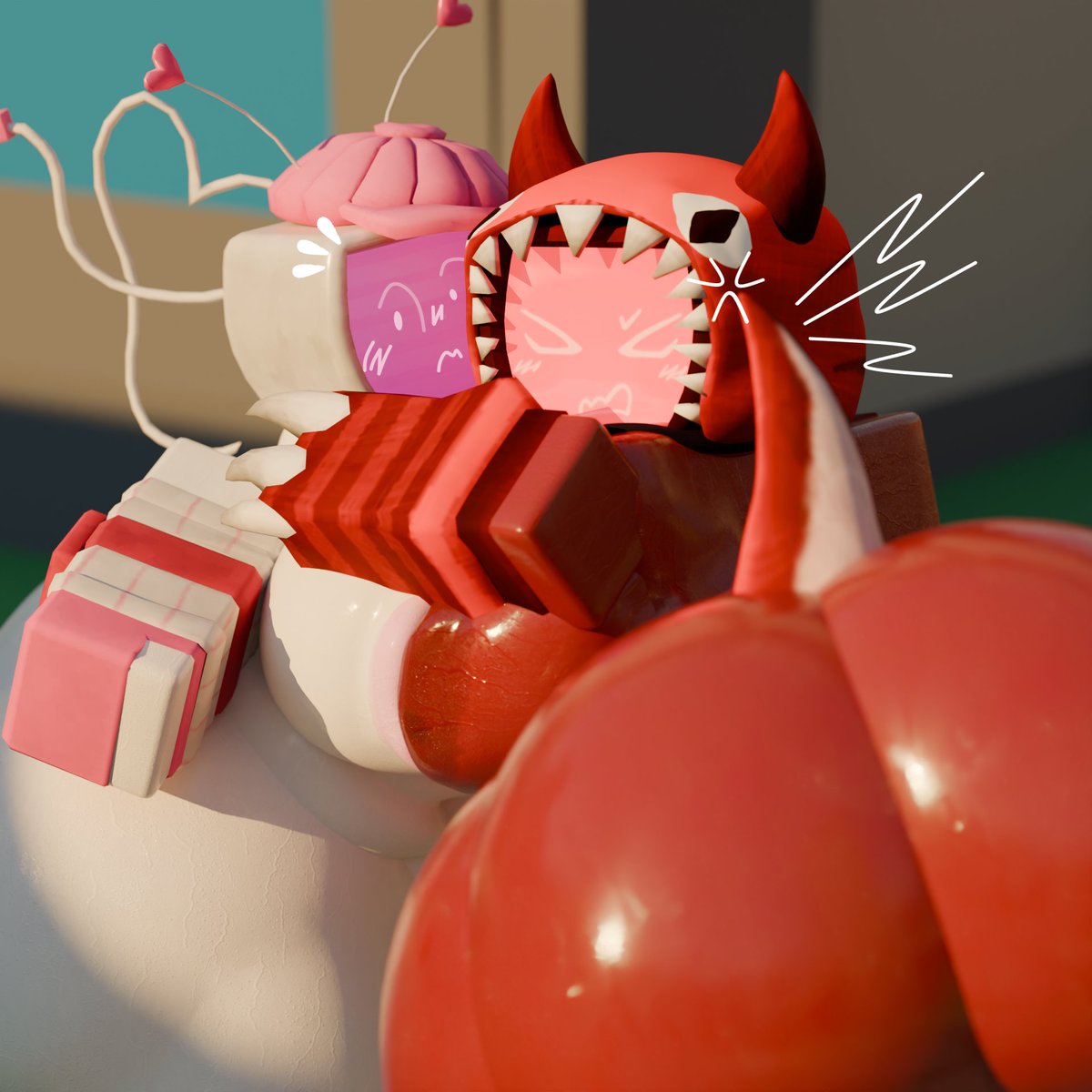 Chekerzzngl's tweet photo. Drako and Lovebug sitting in a tree...

(made sum for the fatty robot models i made recently) https://t.co/COqQ7lOgSQ