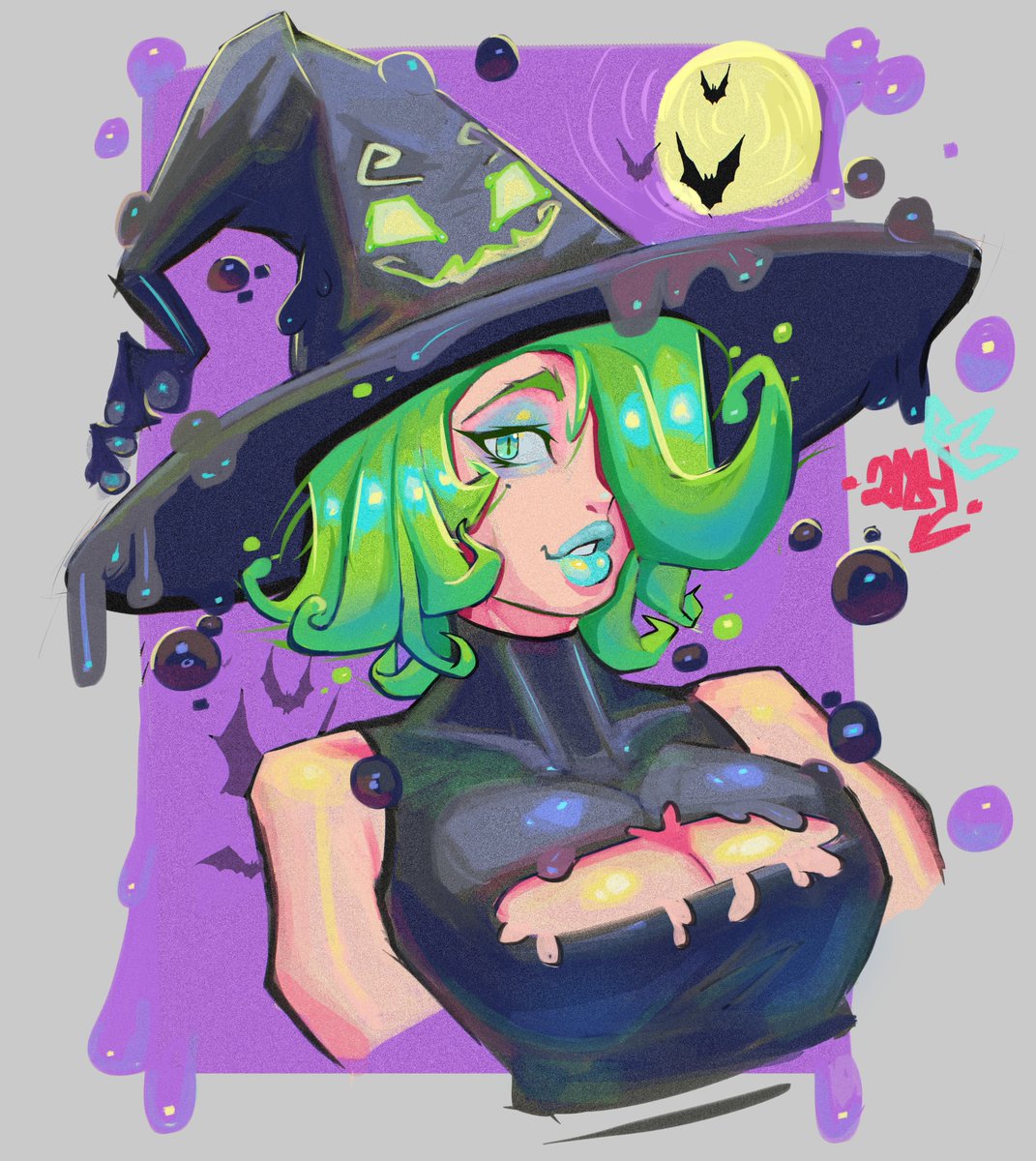 toby2by4's tweet photo. another witchy paint-over, made her a bit more drippy for this Halloween🙂‍↕️ https://t.co/kECdgKJCVh