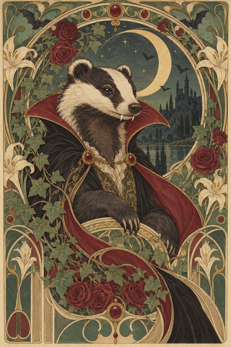 frakesineurope's tweet photo. I did a couple more vampires because I am kinda obsessed with Alphonse Mucha right now 😅 https://t.co/0EepTNr1Z6
