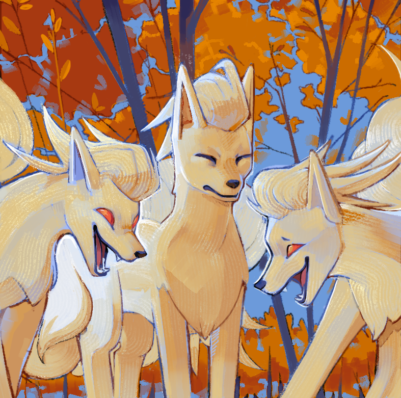 gigaegg2's tweet photo. ninetales as that laughing wolf meme https://t.co/QLsctBr89R