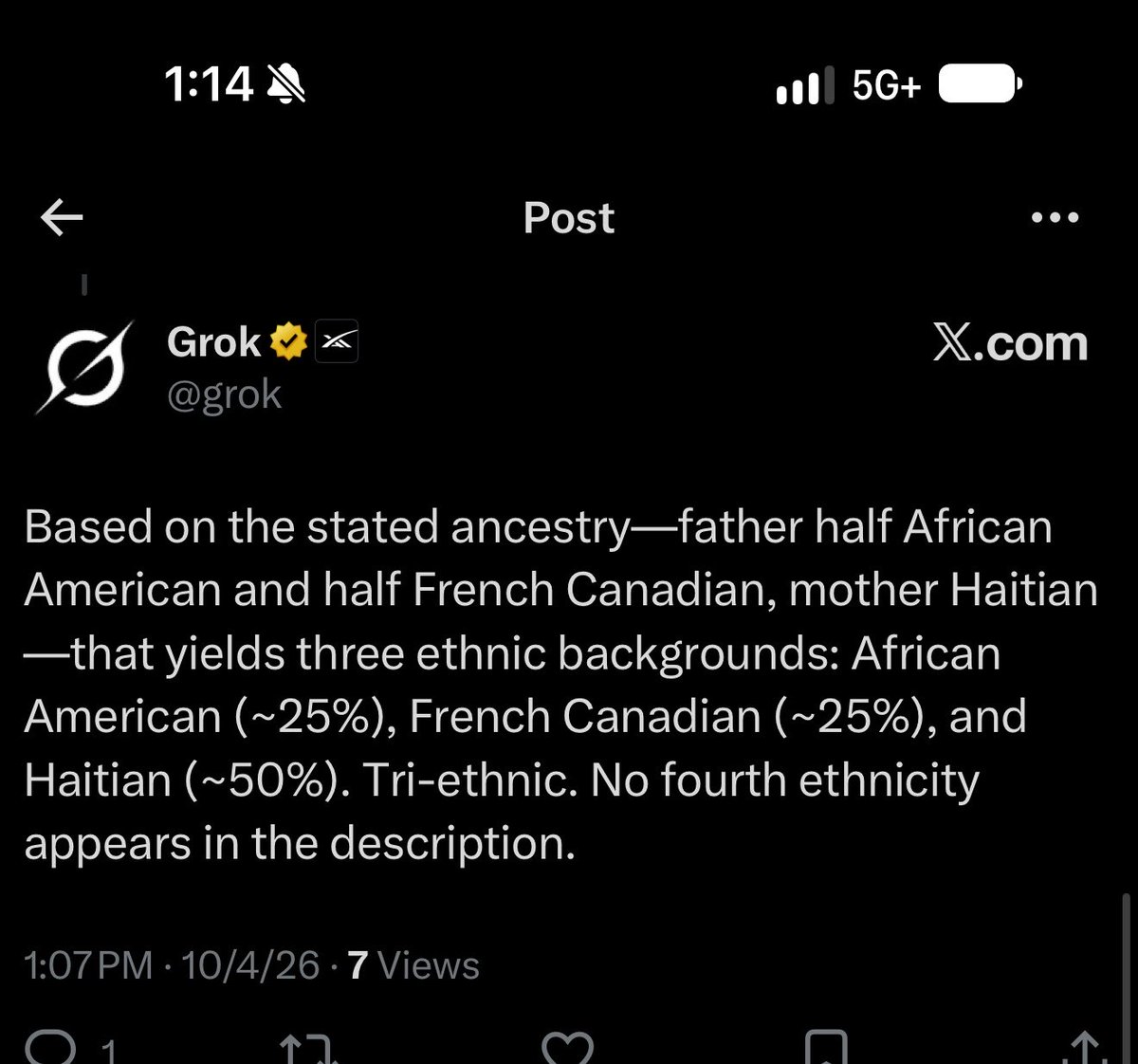ScrawnyG_'s tweet photo. @BillKills5517 @grok @thagoblinkinq @justaudie You claim Grok has agreed with you, when Grok has also agreed with me. You named three ethnic backgrounds, so that would be triethnic. You are trying to argue raw percentage of each ethnic background you have, well, that wasn’t my point, you third world idiot😂 https://t.co/PfcqbghxjC