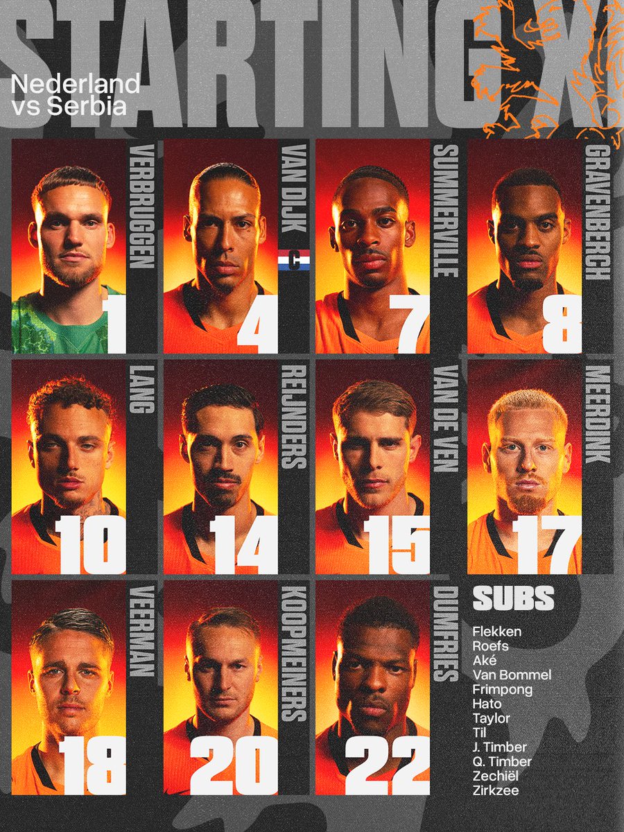 OnsOranje's tweet photo. Our starting 𝐗𝐈 vs 🇷🇸! https://t.co/DRRzz6U6Qc