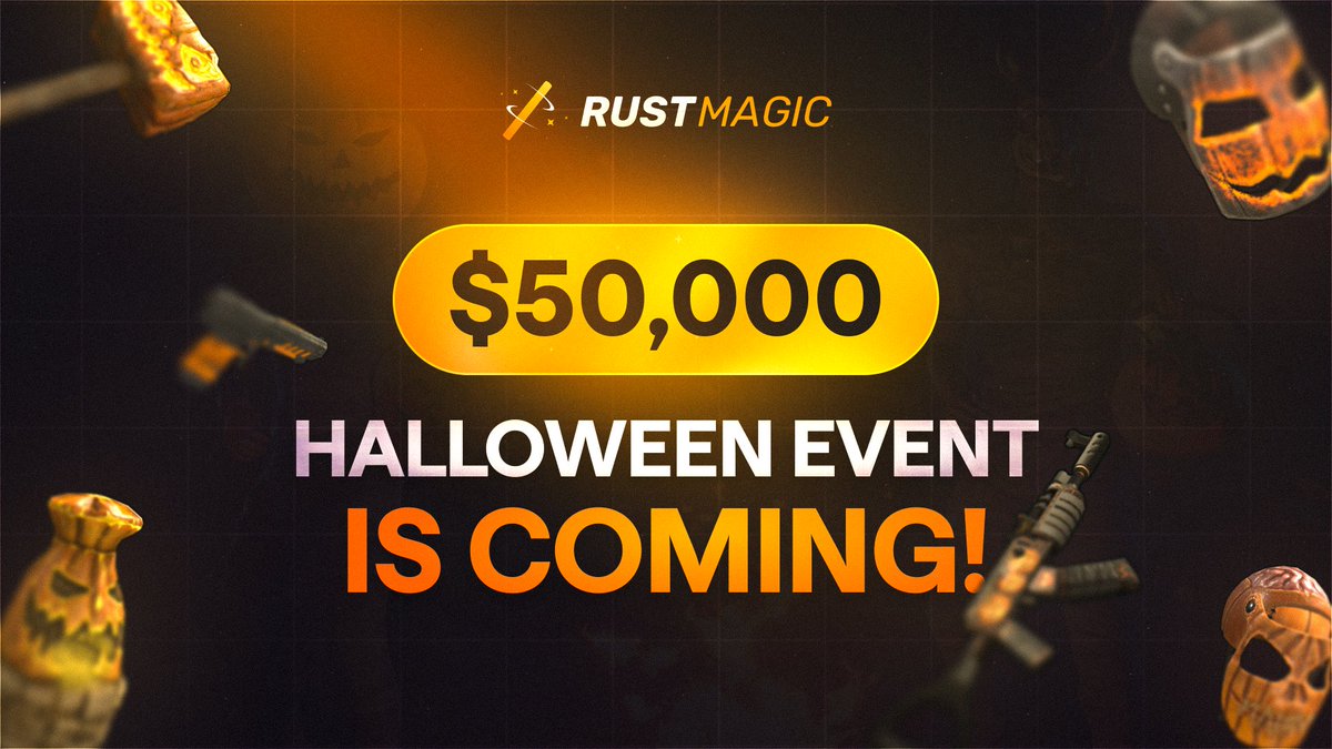 RustMagicCom's tweet photo. 🎃 HALLOWEEN IS ARRIVING WITH RUSTMAGIC 2.0!

We're bringing a $50,000Halloween event to RustMagic alongside our biggest update yet! 👀

🎁$50 to a random RT. https://t.co/IAIA3cuWuT
