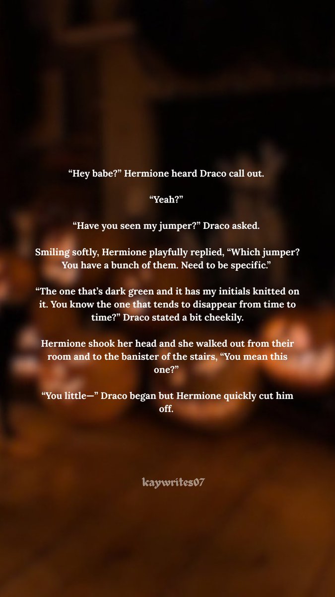 kaywrites07's tweet photo. Day 4: Cozy Sweater
Hermione loves stealing her husbands jumpers 🤷🏽♀️
#octoberprompts #dramione #dracoxhermione https://t.co/rzbLjlsEYK