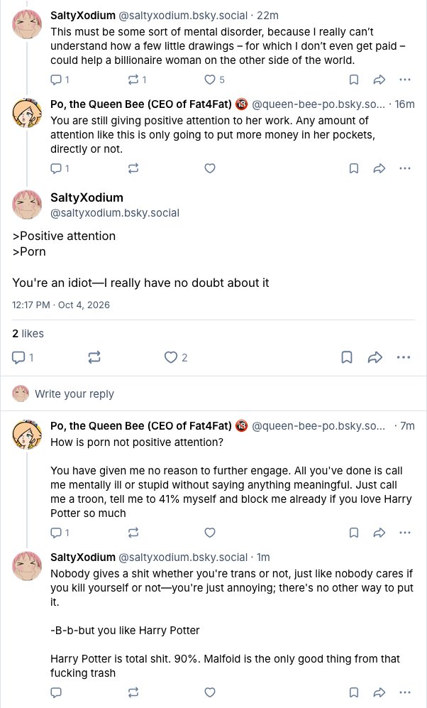 SXodium's tweet photo. Guys, I’m 100% serious: I couldn’t care less about your sexuality—and even less if they kill themselves tomorrow—but that doesn’t change one thing: they’re unbearable, and people hate you not because you’re trans, but because you’re so damn annoying. That’s why not even your own families can stand you. And when you learn to ignore what you don’t like, that’s when—BOOM! Suddenly, all the hate will be gone. (Why do you think almost no one hates gay or bisexual people?)