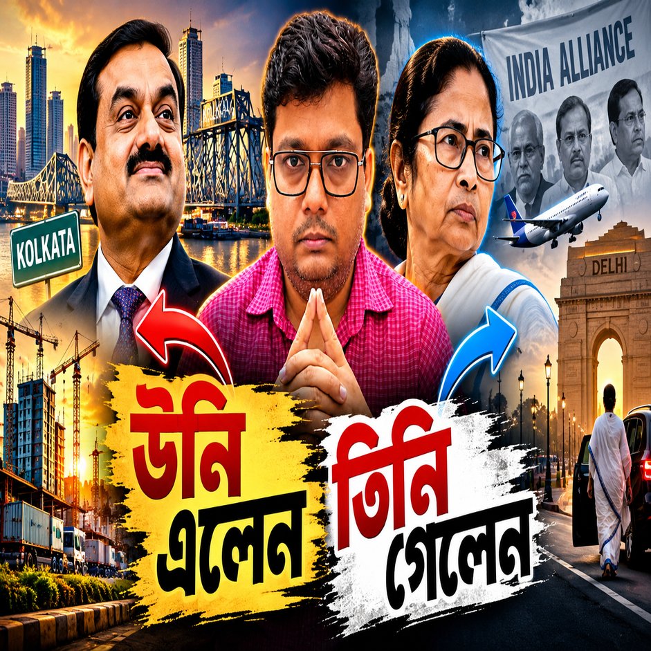 DecodedByAB's tweet photo. উনি এলেন। তিনি গেলেন। কিন্তু কেন?
Adani কলকাতায় এসে ₹1 লাখ কোটির বেশি investment roadmap ঘোষণা করলেন।
Mamata গেলেন Delhi-তে INDIA Alliance meeting-এ।
দুটি ঘটনা কি আলাদা? নাকি নেপথ্যে আরও বড় রাজনৈতিক হিসাব আছে?
পুরো analysis 👇 https://t.co/xx4WbTQ3FJ