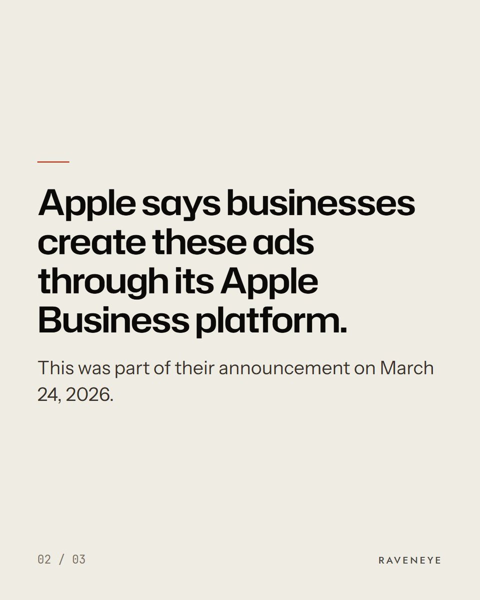 Raveneyeglobal's tweet photo. Apple's 'Suggested Places' can show your business in Maps.

To create ads that appear there, Apple said on March 24 that businesses use its Apple Business platform.

If you haven't claimed your business location there, that's the first place to check.

#aisearch https://t.co/UZQgqQsoPT