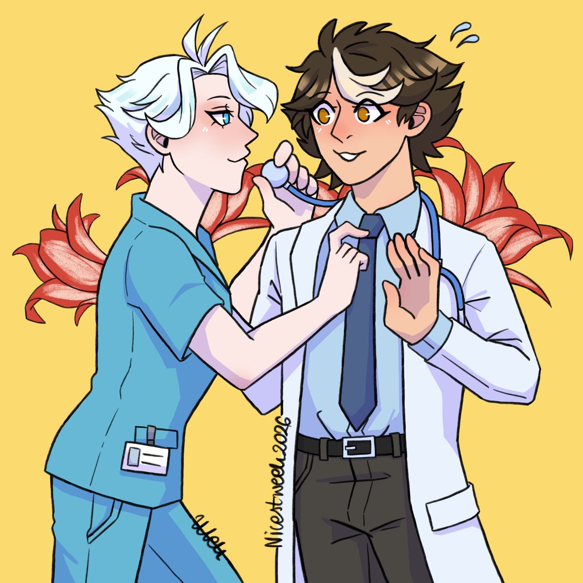 UUtasiek's tweet photo. Day 1 of #NicestWeek2026
medical AU + amaryllis

Nurse Nice messing with resident doctor Lin Ling is probably peak I could think of when it comes to his au~

#奈凌 #Niceling #Nicest #tbhx #tbhxNice #tbhxLinLing https://t.co/qP1WX61i6E