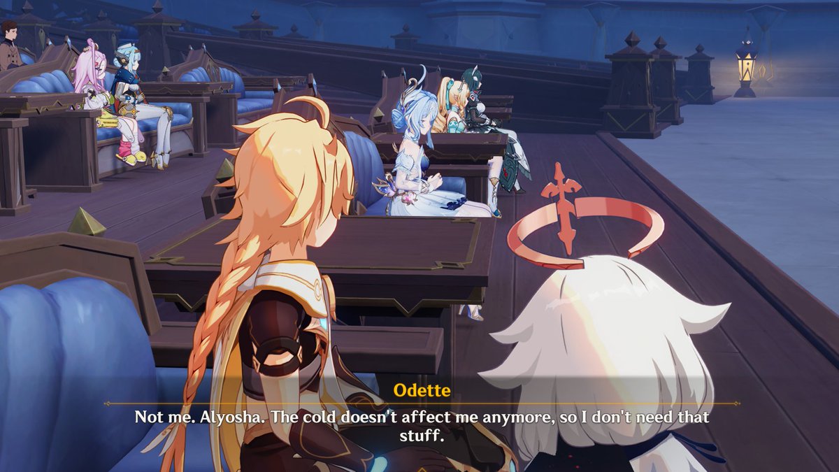beieiyo's tweet photo. apparently vodyanitsa always has medicines for warding off cold for alyosha... 🥹 it seems that even though alyosha is always out hunting or doing whatever he needs in the wilderness of snezhnaya, he still gets cold easily huh 😢 https://t.co/cyTKe0ipmw