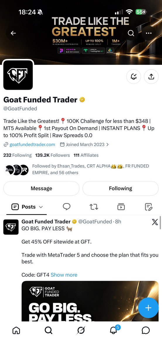 MrPiNice's tweet photo. @AlgoFx_Pro @GoatFunded @ndtforex Let’s goooo..🔥🔥🔥🔥
@ElizaFxjj @ImaniFx6d https://t.co/PJyjH4wCzm