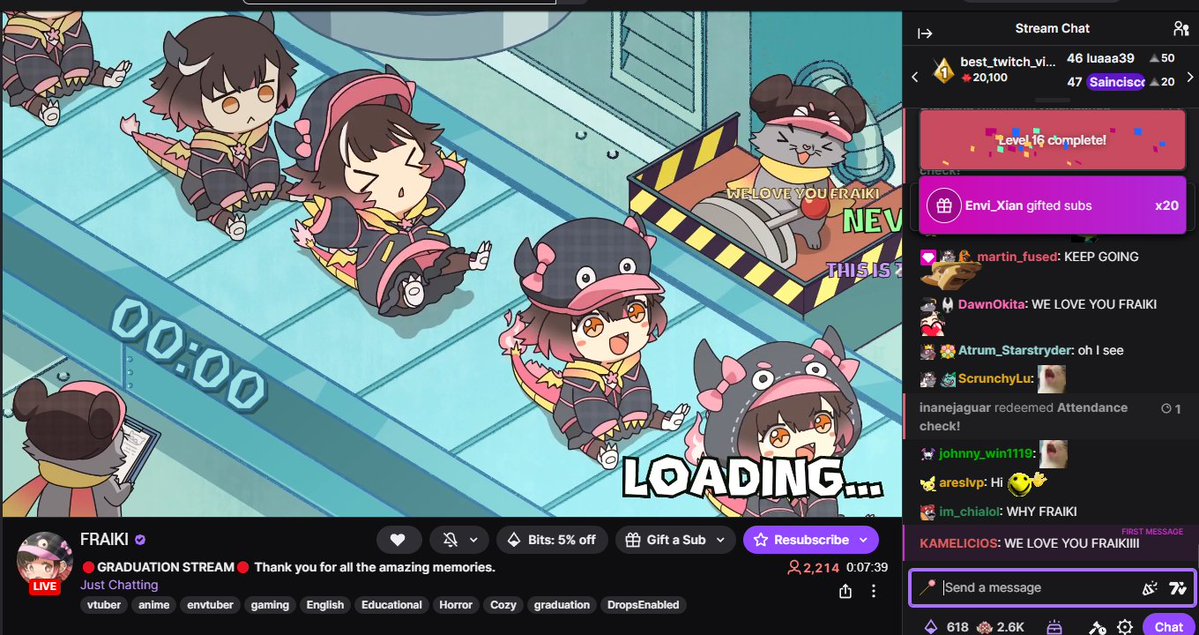 saincisco's tweet photo. Fraiki Graduation stream is going on right now, there are so many tears in the server and chat.  The Dango Dragon departure is legendary already. https://t.co/dwPwLGzqZo