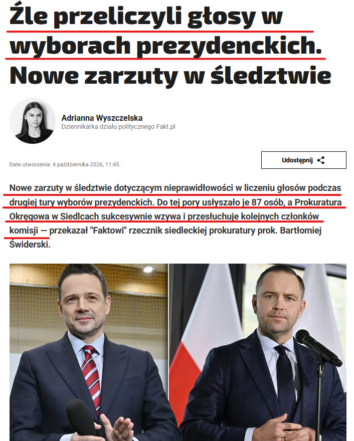 Bob57PL's tweet photo. 📛UWAGA Nawrocki ‼️Są postępy w śledztwie (jednym z wielu), w Siedlcach już 87 osób z zarzutami i będą kolejni‼️
A ja się pytam KTO kierował spiskiem wyborczym 2025 w Siedlcach, gdzie Ziobro wcisnął w 2023 roku na komisarza wyborczego NEOsędziego MIELCARKA⁉️🤨 https://t.co/xQWjluKYb0